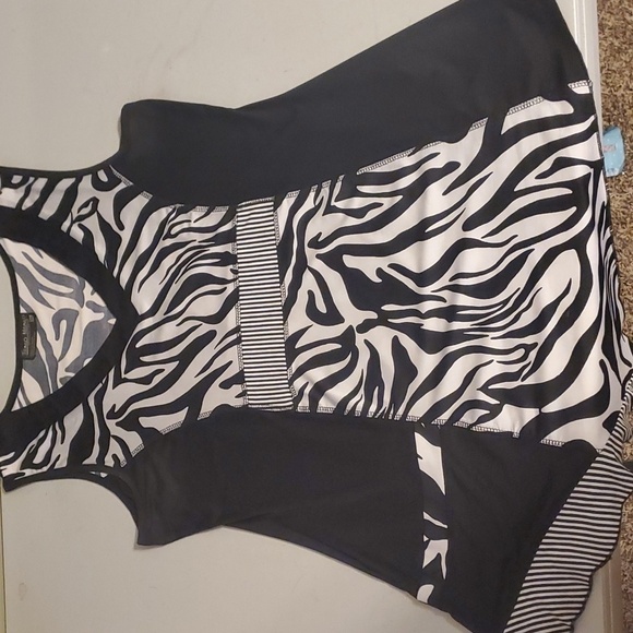 Tango Mango Collection Vneck Zebra Stripes Long Sleeveless Sz. XL Tunic - Picture 2 of 11